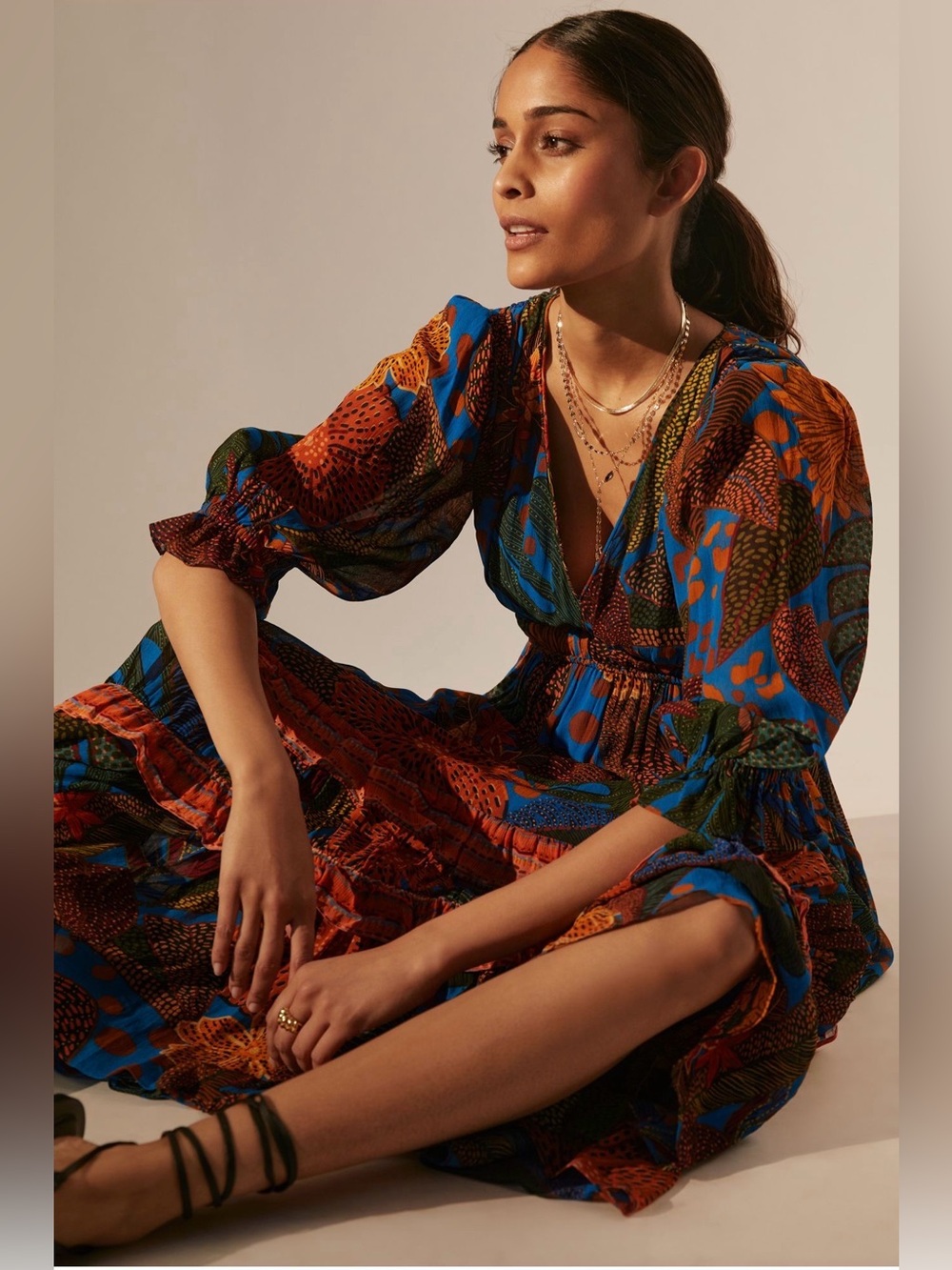 Farm Rio Puff Sleeve Maxi Dress